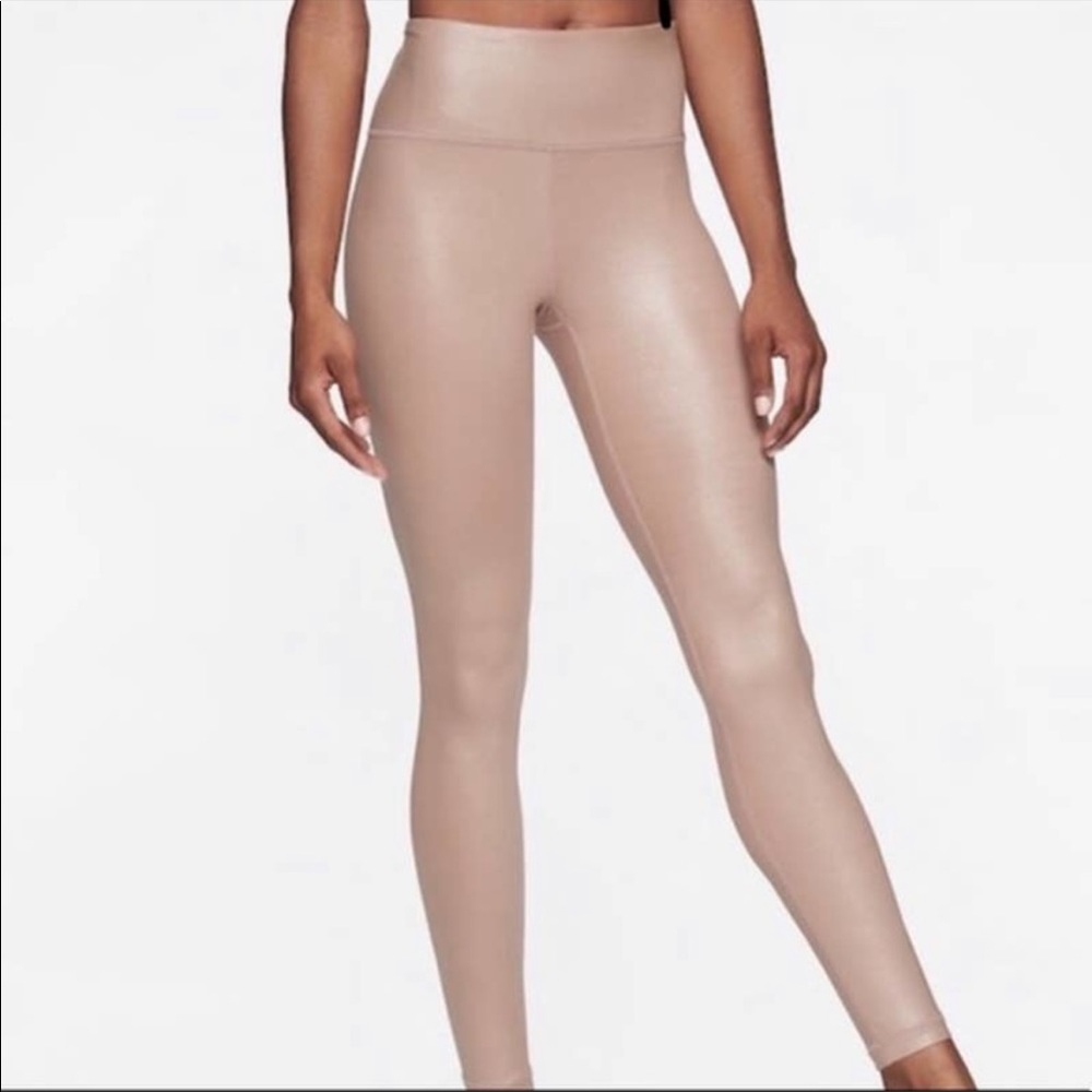 Athleta Elation Rose Gold Shimmer Legging Sz L